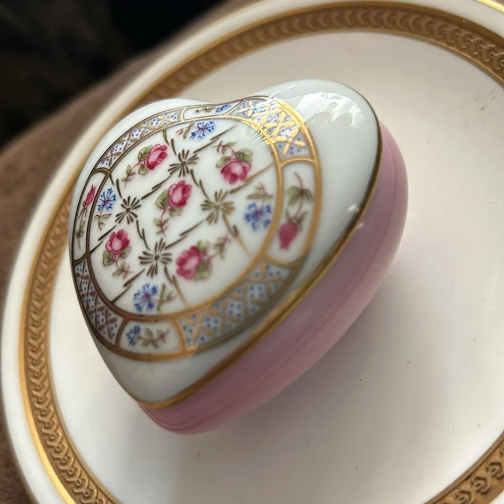 Vintage Limoges Heart-Shaped Trinket Box